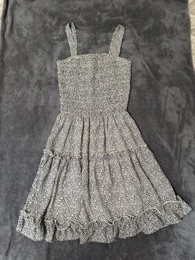 Jessica Simpson Black & White Smocked Tiered Dress